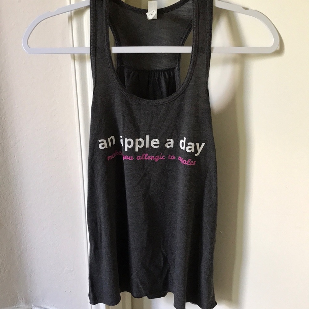 Grey Tank Top - Loose Fit, White/Pink Graphics